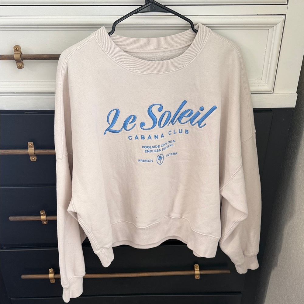 Abercrombie & Fitch Cream Sweatshirt with Blue Print